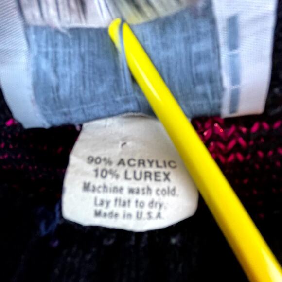 Vintage Adele Knitwear Sweater Women L Hearts Cat Quirky Kitsch Kawaii Grandma - Picture 5 of 5